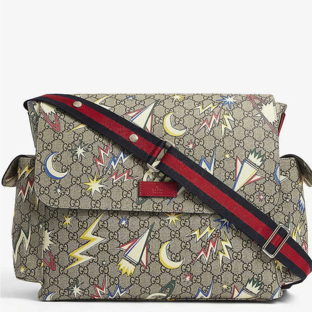 Gucci Supreme Gg Crickets Canvas Baby Diaper Bag Handbag NIB bag and receipt